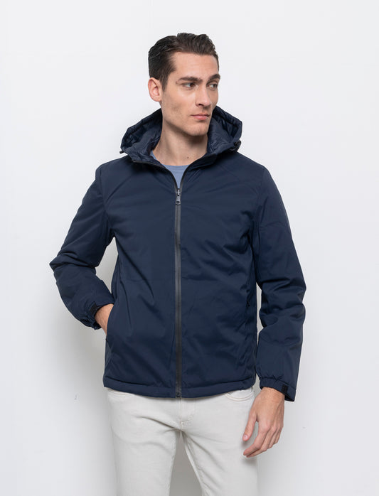 Giubbotto reversibile antivento con cappuccio da uomo - Blu
