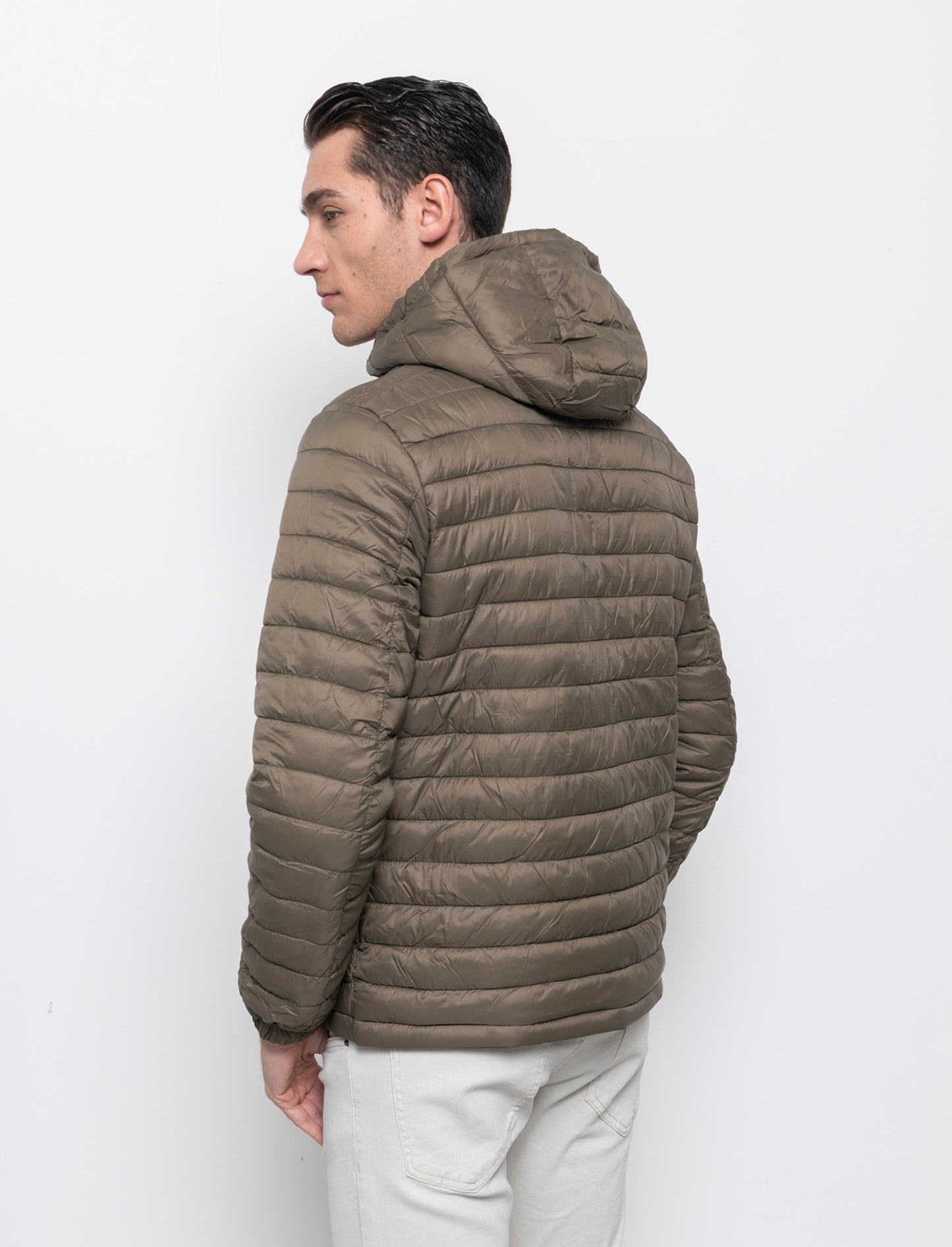 Man's reversible windproof jacket with hood - Green