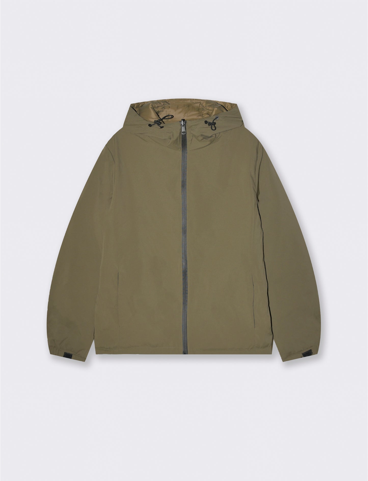 Man's reversible windproof jacket with hood - Green
