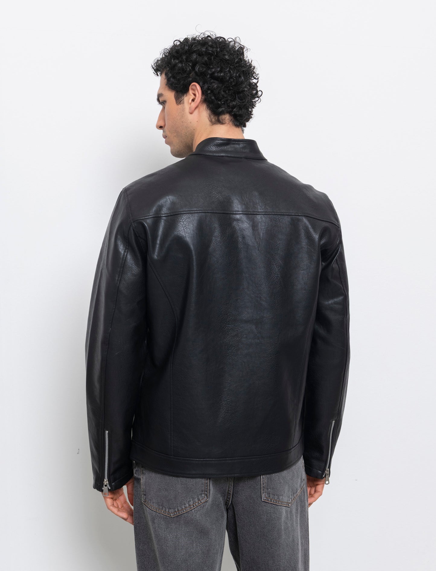 Man's korean faux leather jacket - Black
