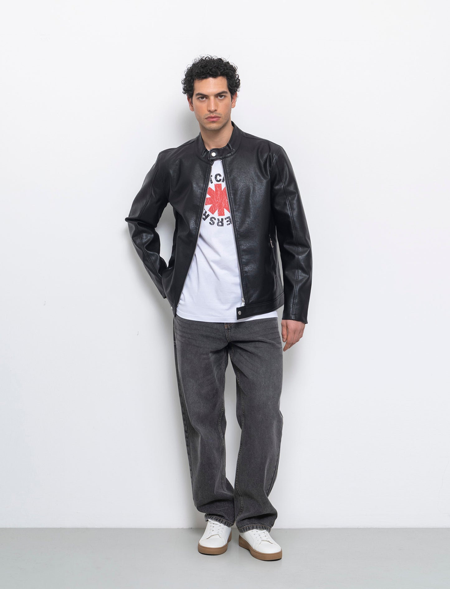 Man's korean faux leather jacket - Black