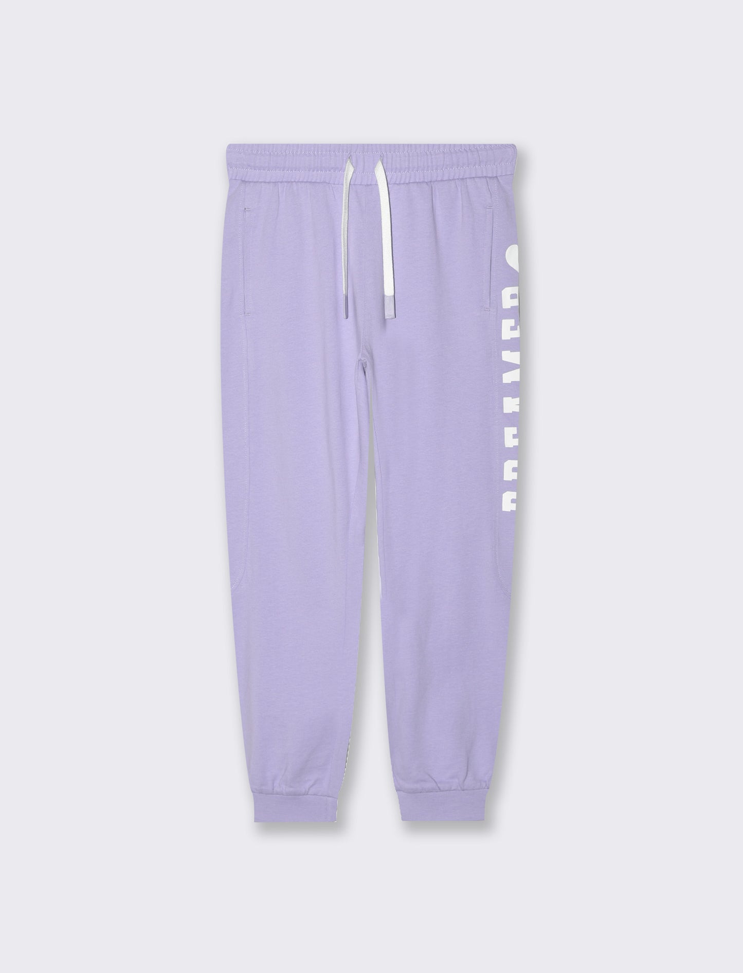 Jogger con tagli e stampa stile college da bambina - Lilla