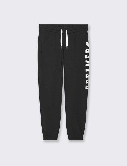 Jogger con tagli e stampa stile college da bambina - Nero