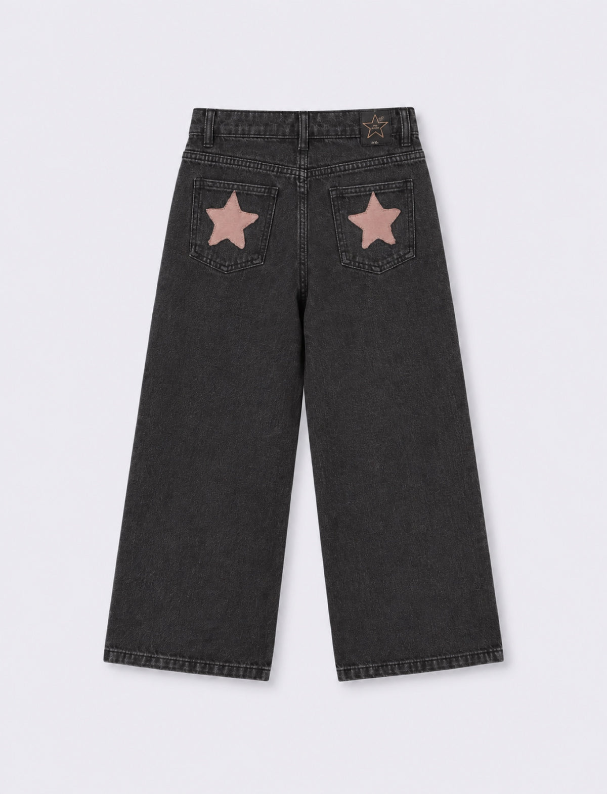Black wide leg jeans with patches and studs - Black