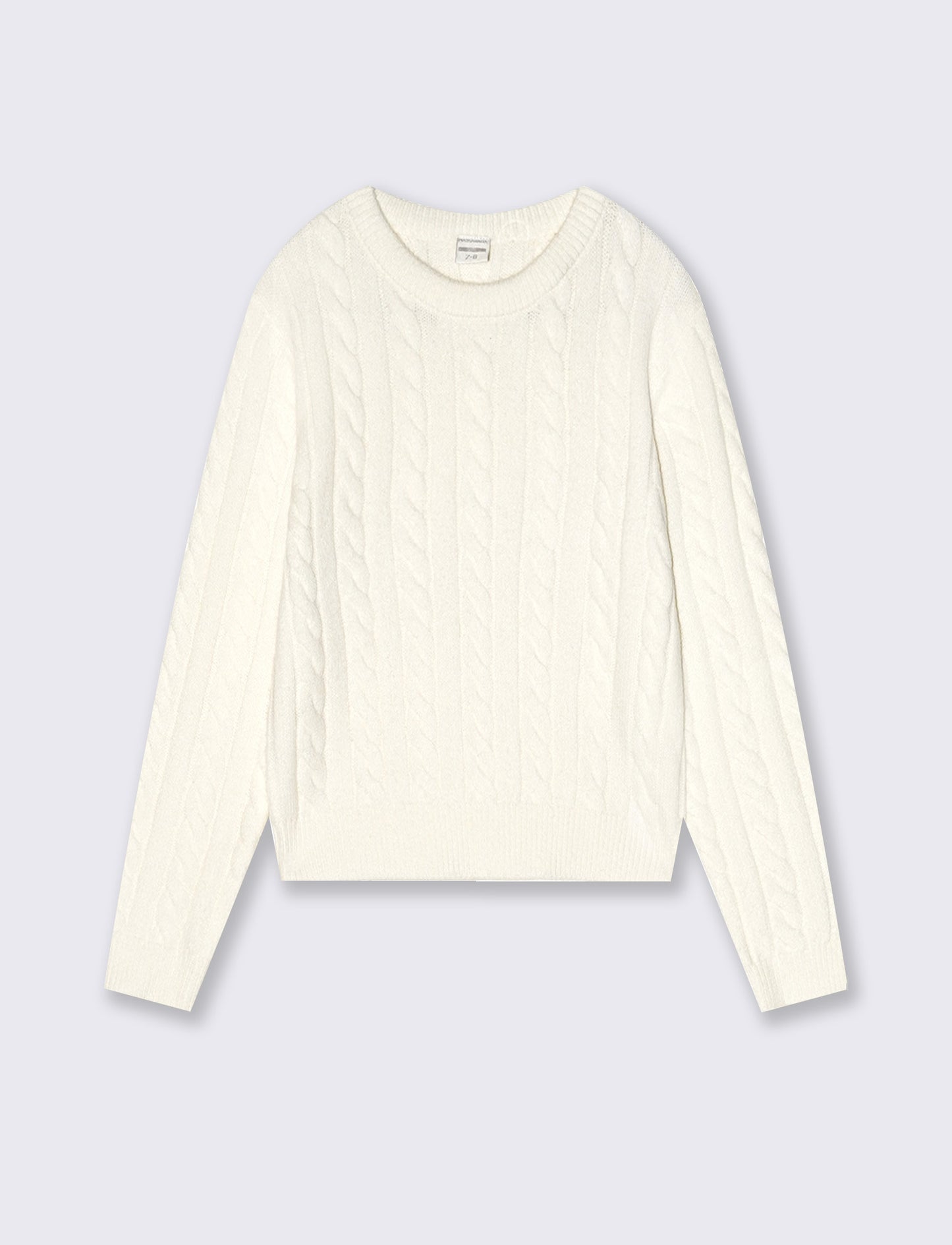 Pullover bambina girocollo a trecce - Bianco latte
