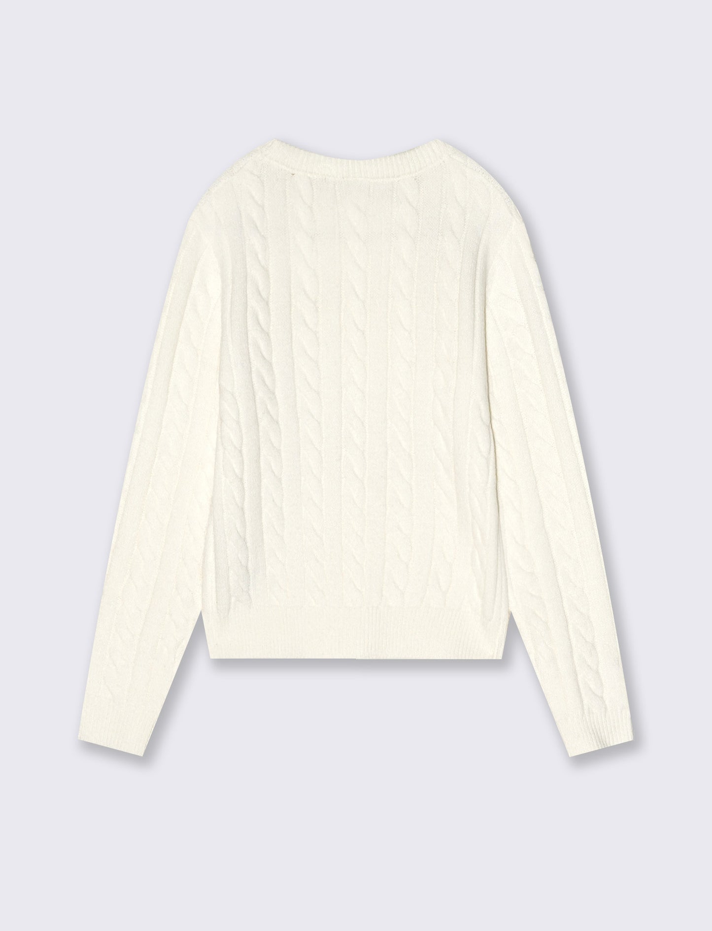 Girls' Crew Neck Cable Knit Sweater - White