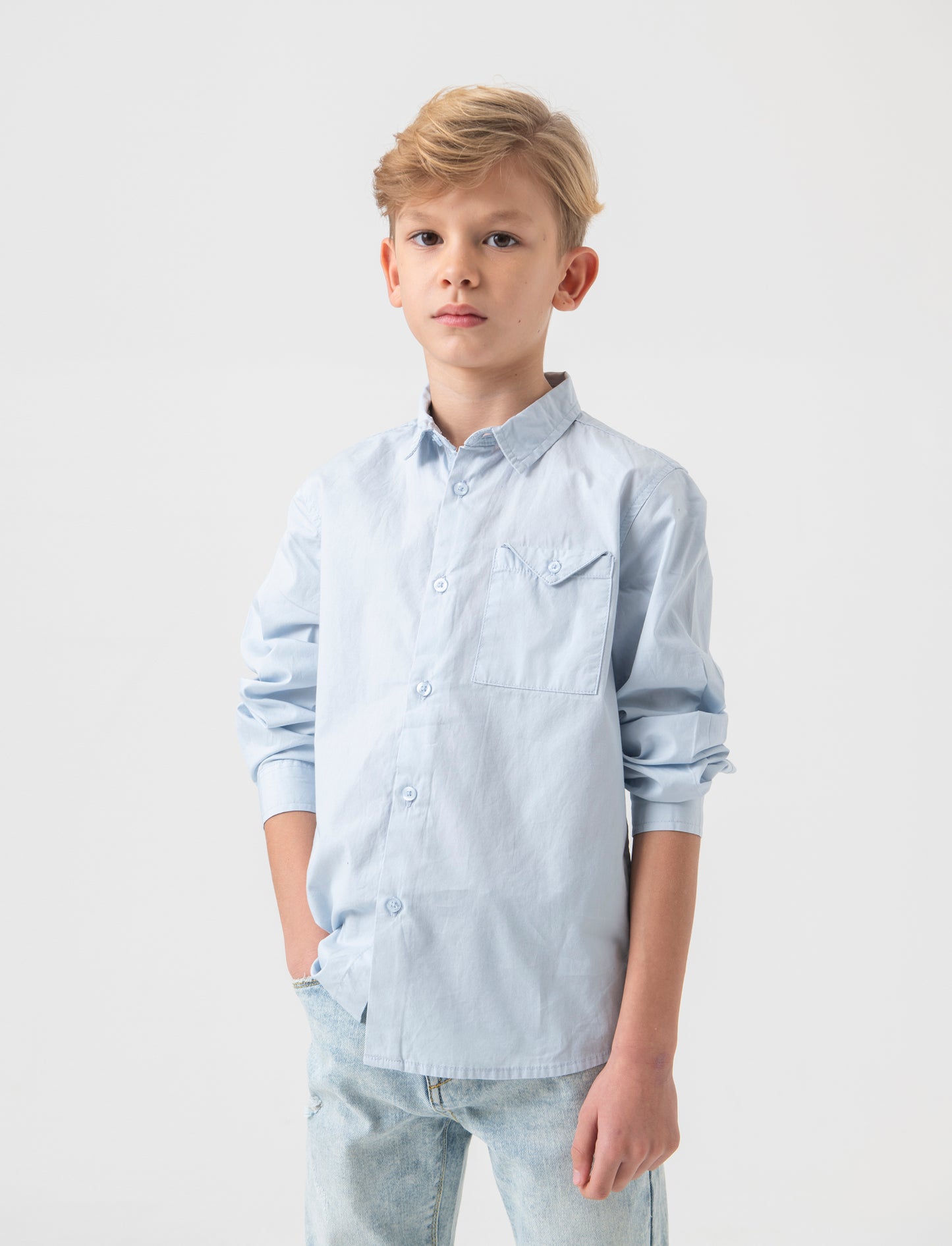 Camicia oxford da bambino - Azzurro cielo