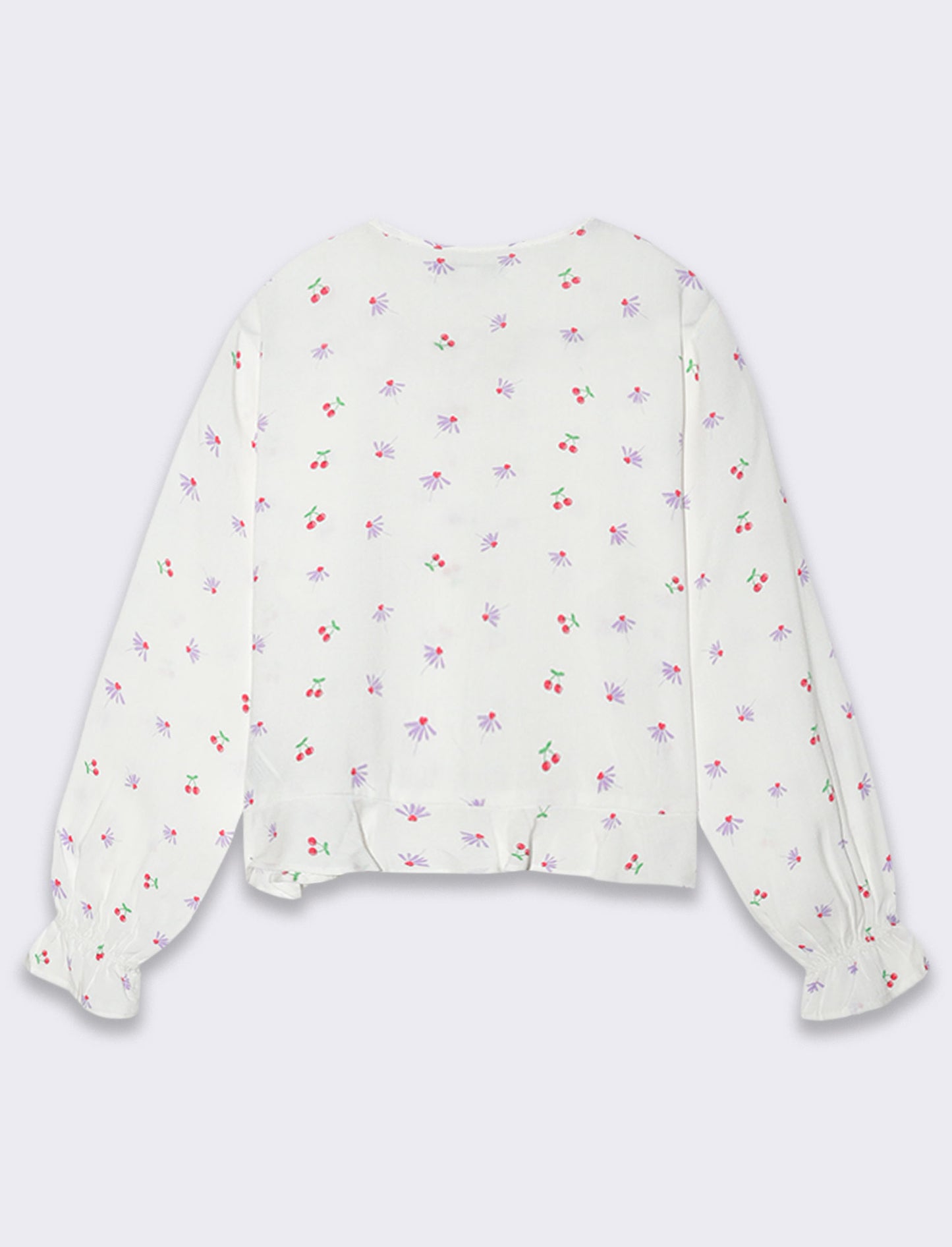 Camicia in viscosa stampata da bambina - Bianco latte