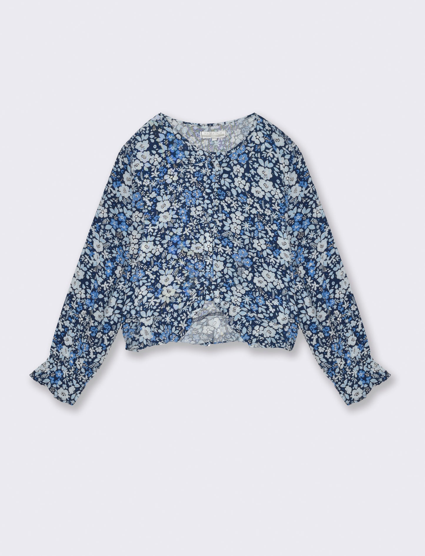 Camicia in viscosa stampata da bambina - Blu