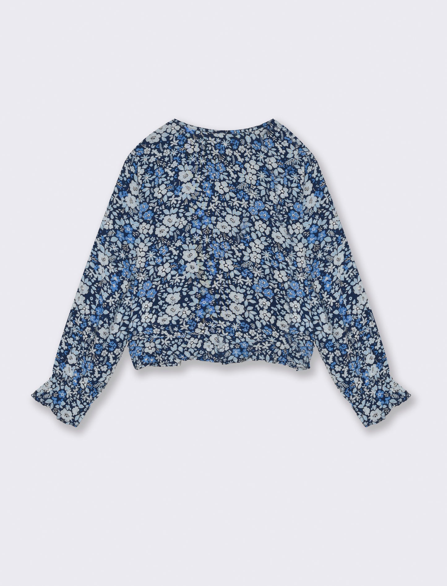 Camicia in viscosa stampata da bambina - Blu