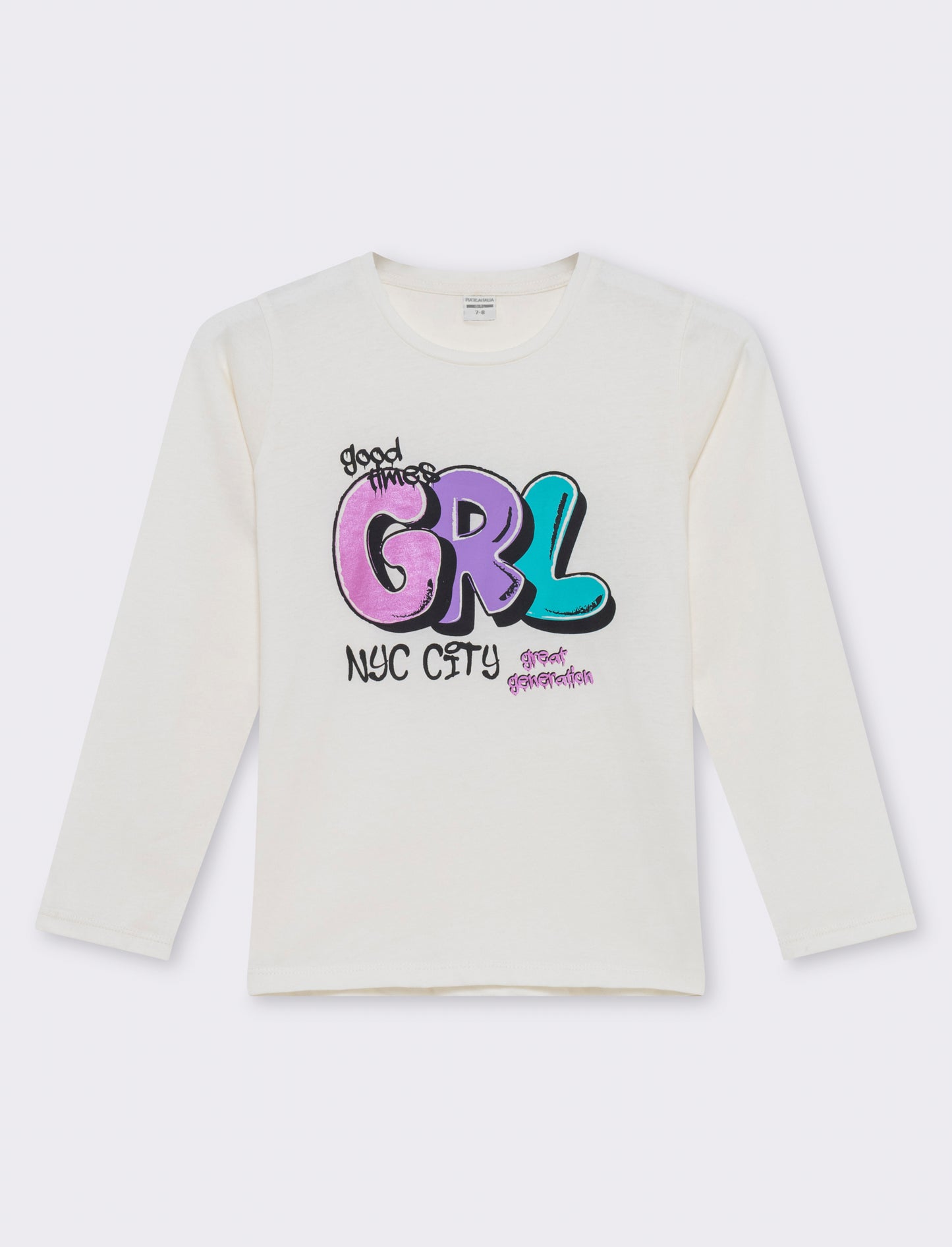 T-shirt stampa frontale da bambina - Bianco latte