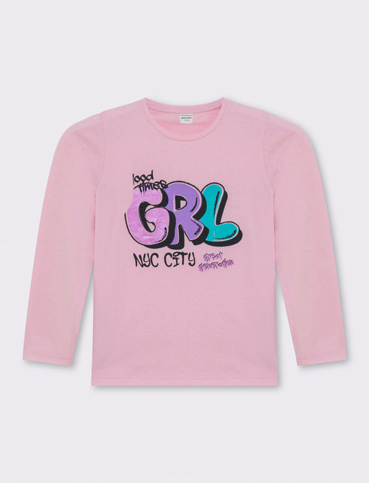T-shirt stampa frontale da bambina - Rosso