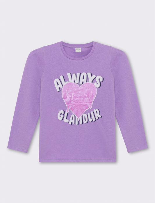 T-shirt stampa frontale da bambina - Viola