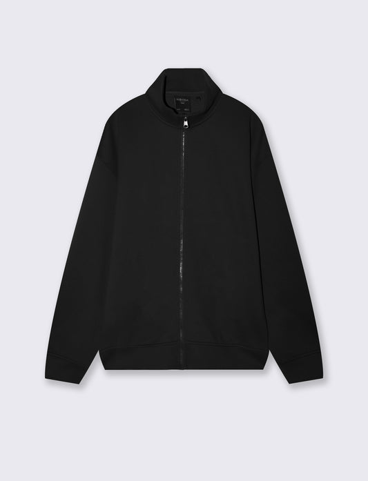 Soft Touch Relaxed Fit Cardigan Sweatshirt - Black