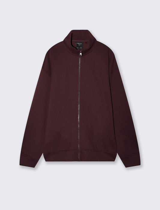 Soft Touch Relaxed Fit Cardigan Sweatshirt - Red