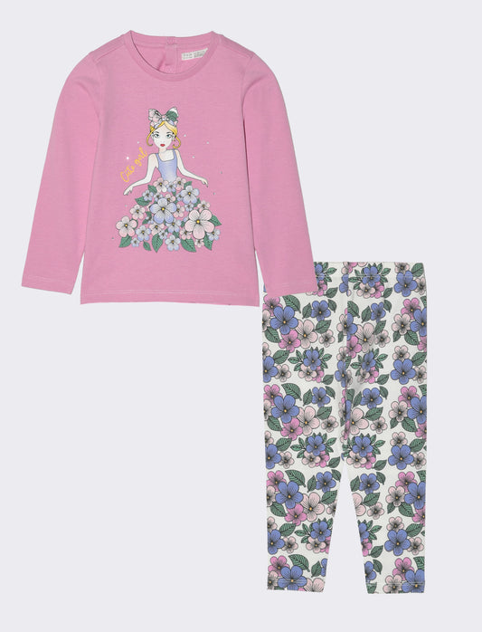 Completo 2 pezzi maglia e leggings da neonata - Rosa