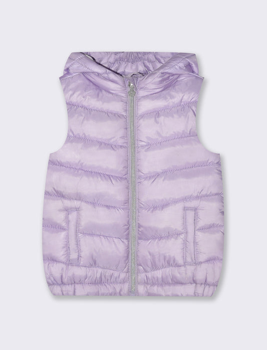 Gilet con cappuccio e zip da neonata - Lilla