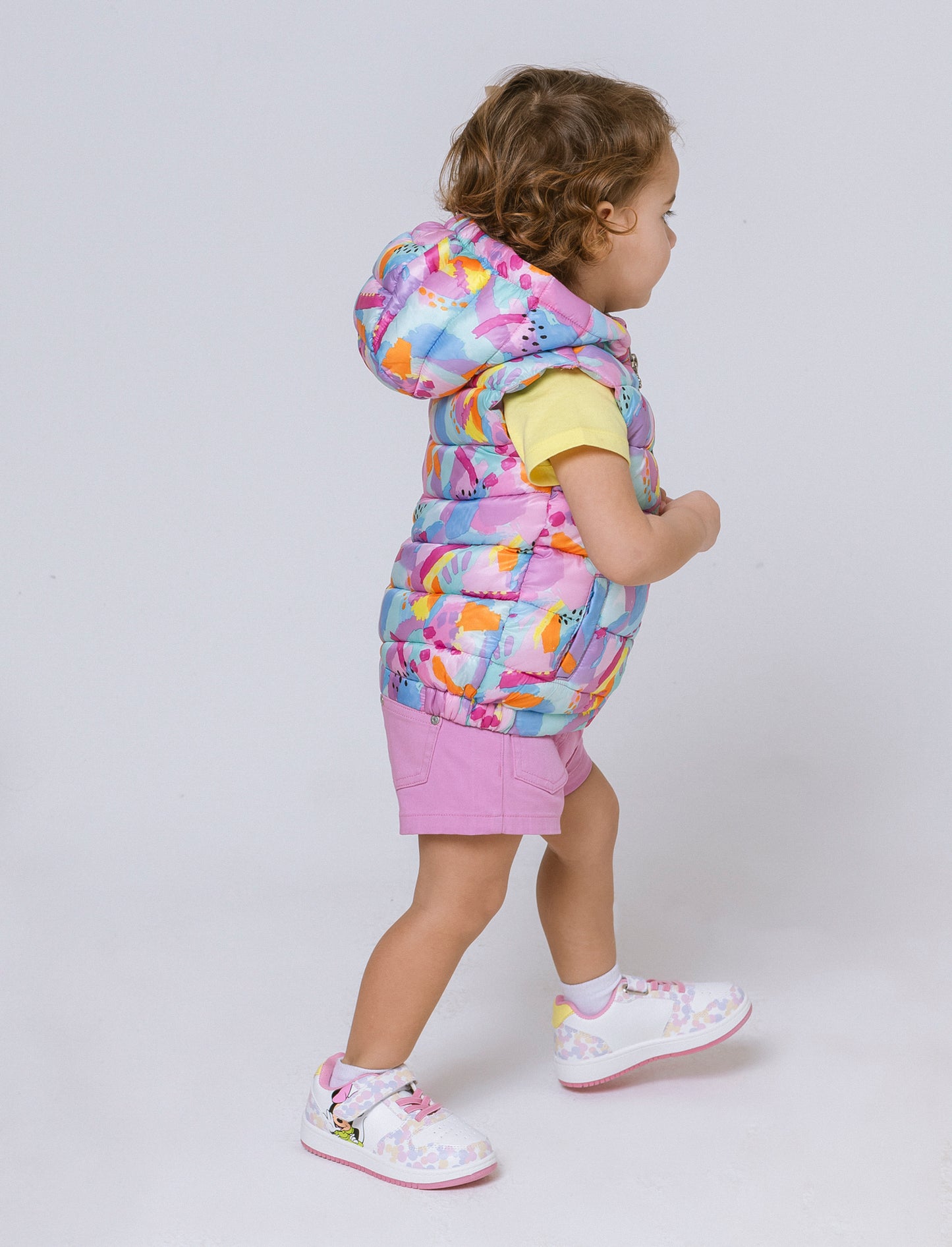 Gilet con cappuccio e zip da neonata - Rosa