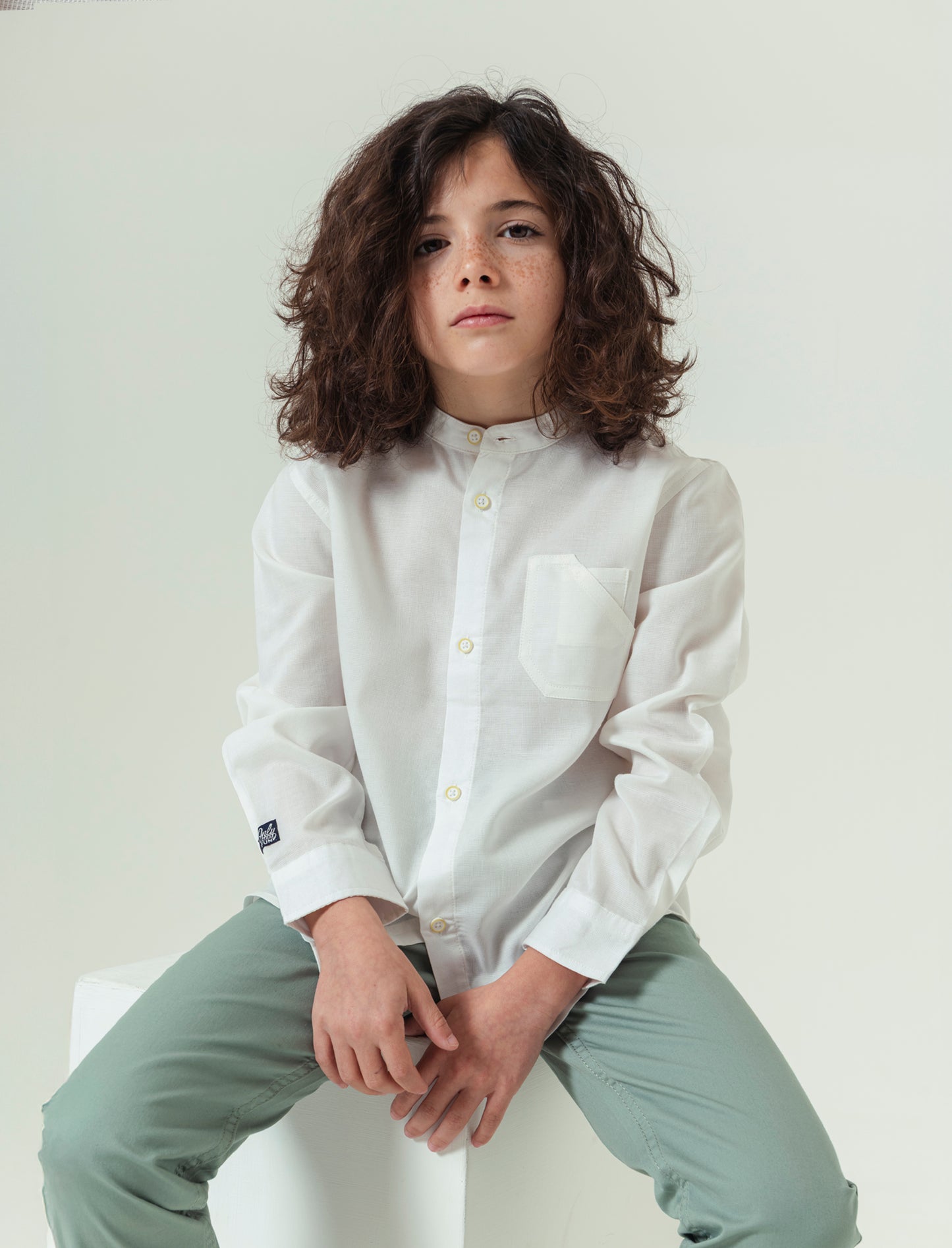 Camicia maniche lunghe da bambino - Bianco latte