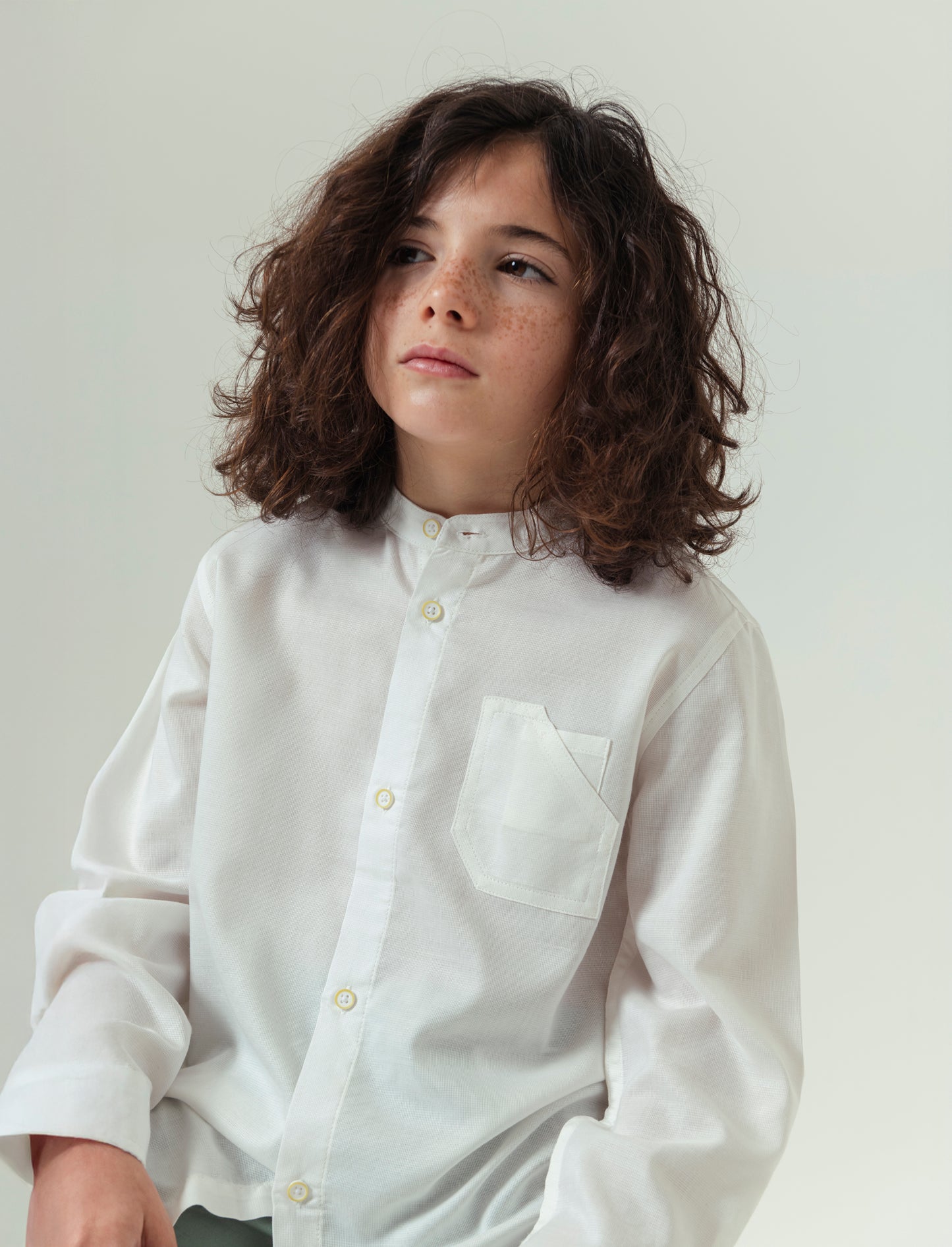 Camicia maniche lunghe da bambino - Bianco latte