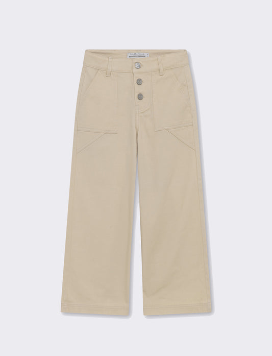 Pantalone con tascone da bambina - Beige