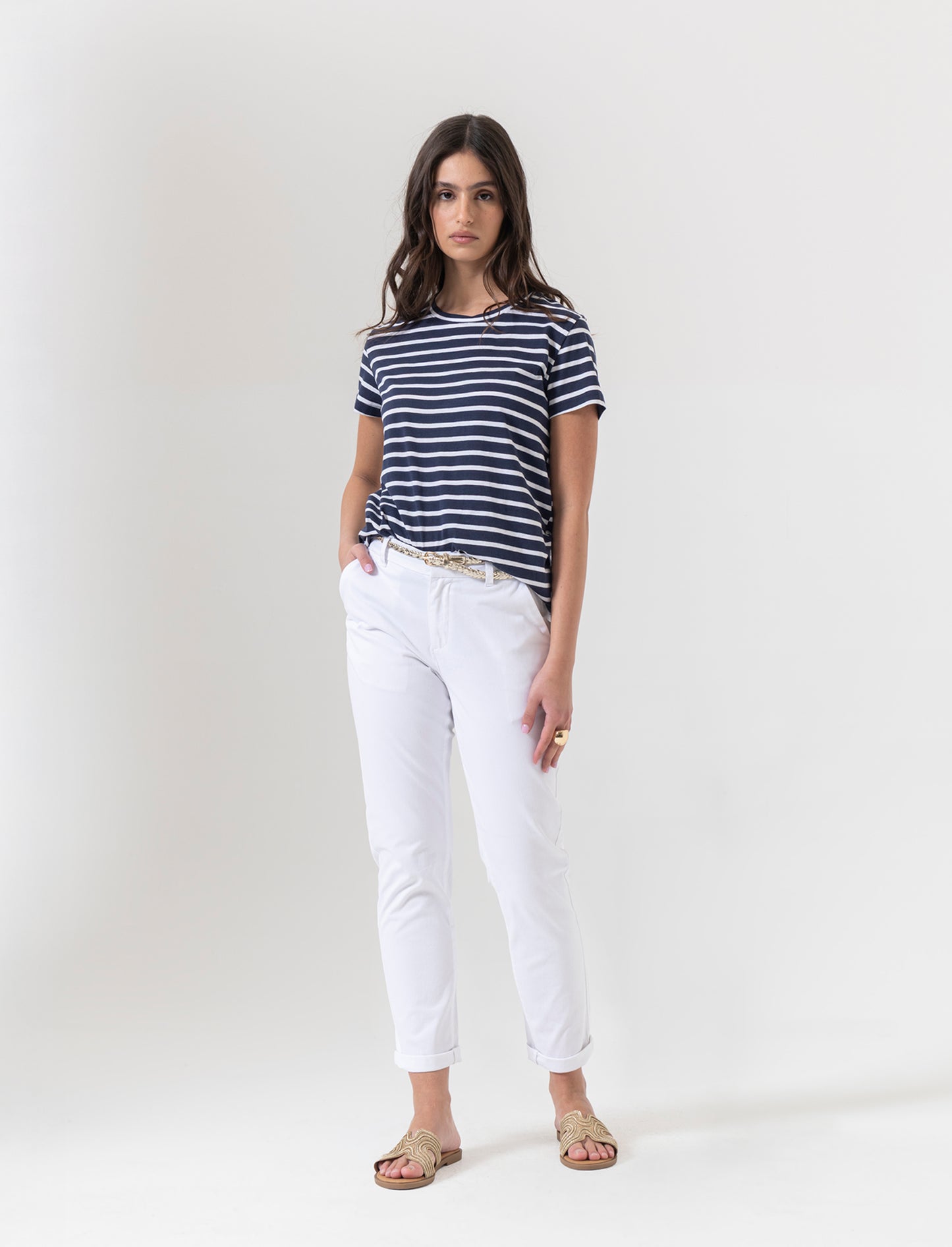 Pantalone con cintura da donna - Bianco