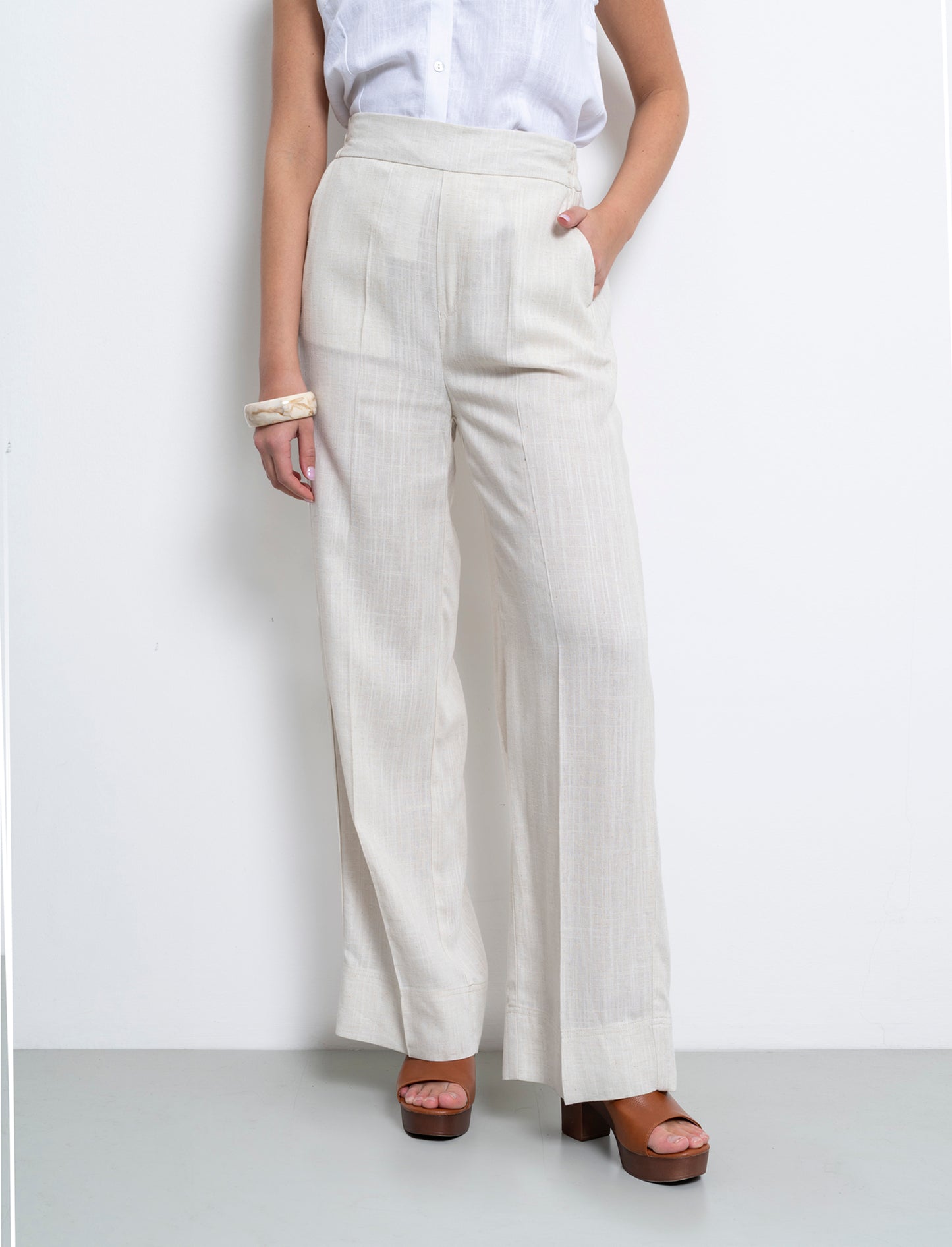 Pantalone con elastico in vita da donna - Beige corda