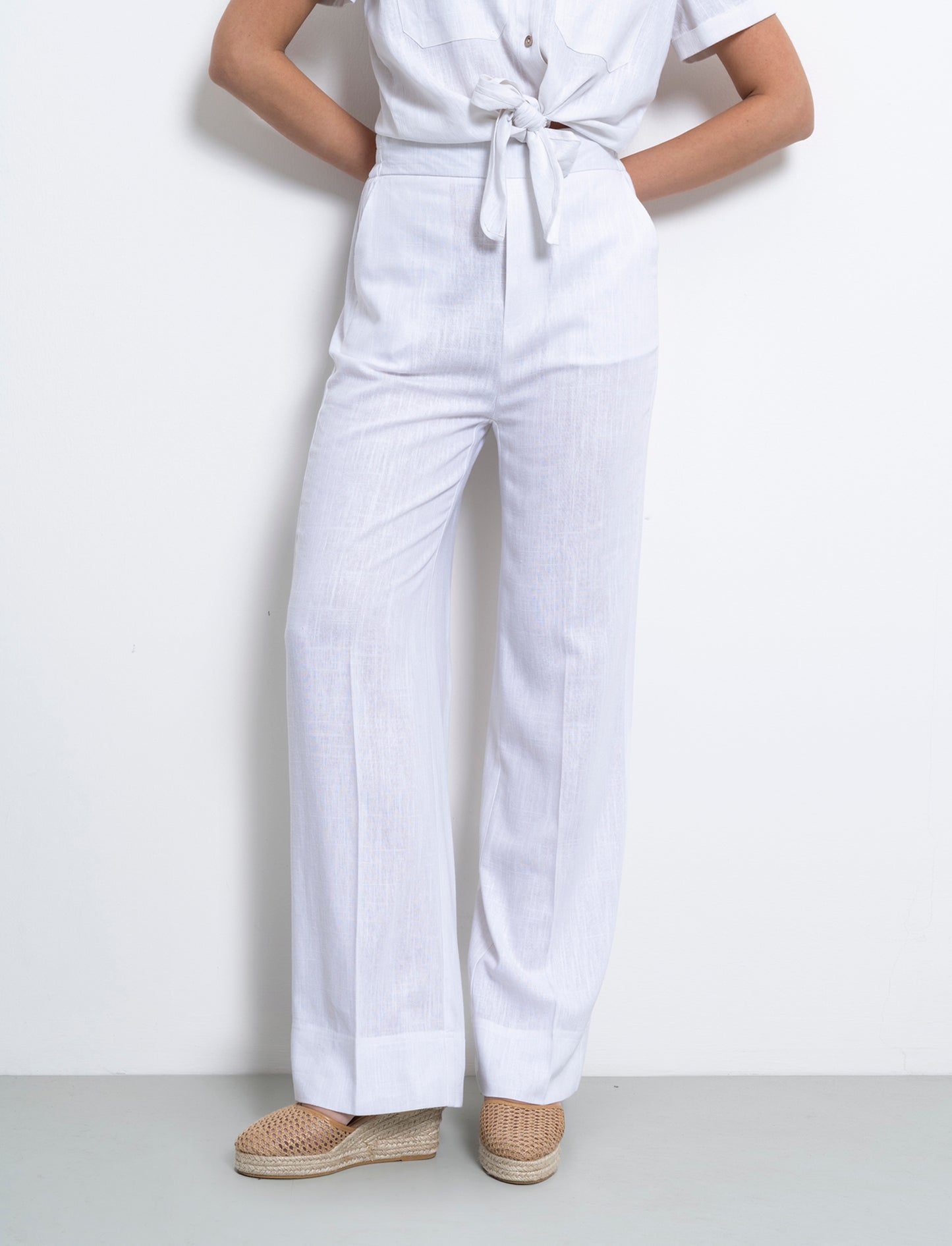 Pantalone con elastico in vita da donna - Bianco