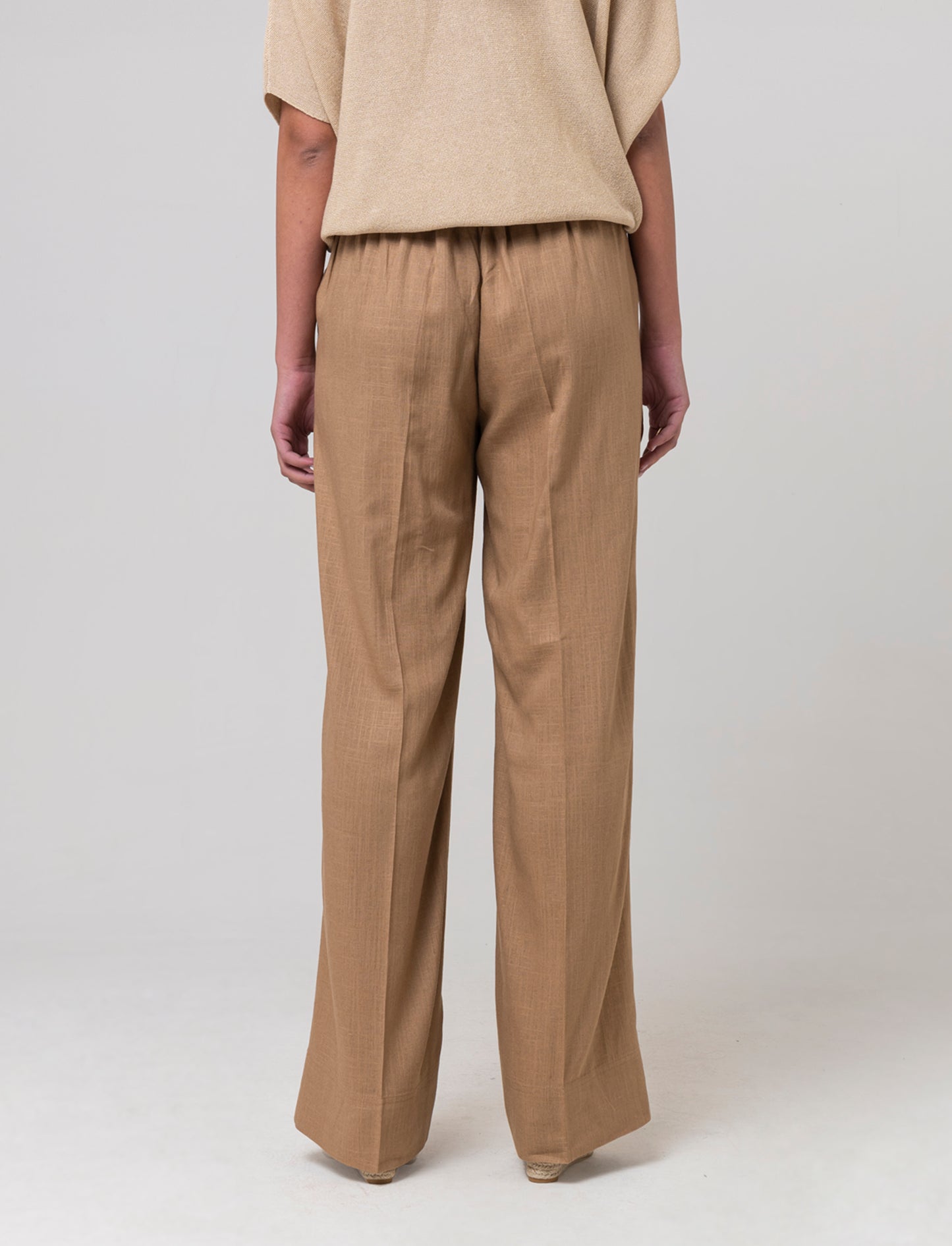 Pantalone con elastico in vita da donna - Caramello