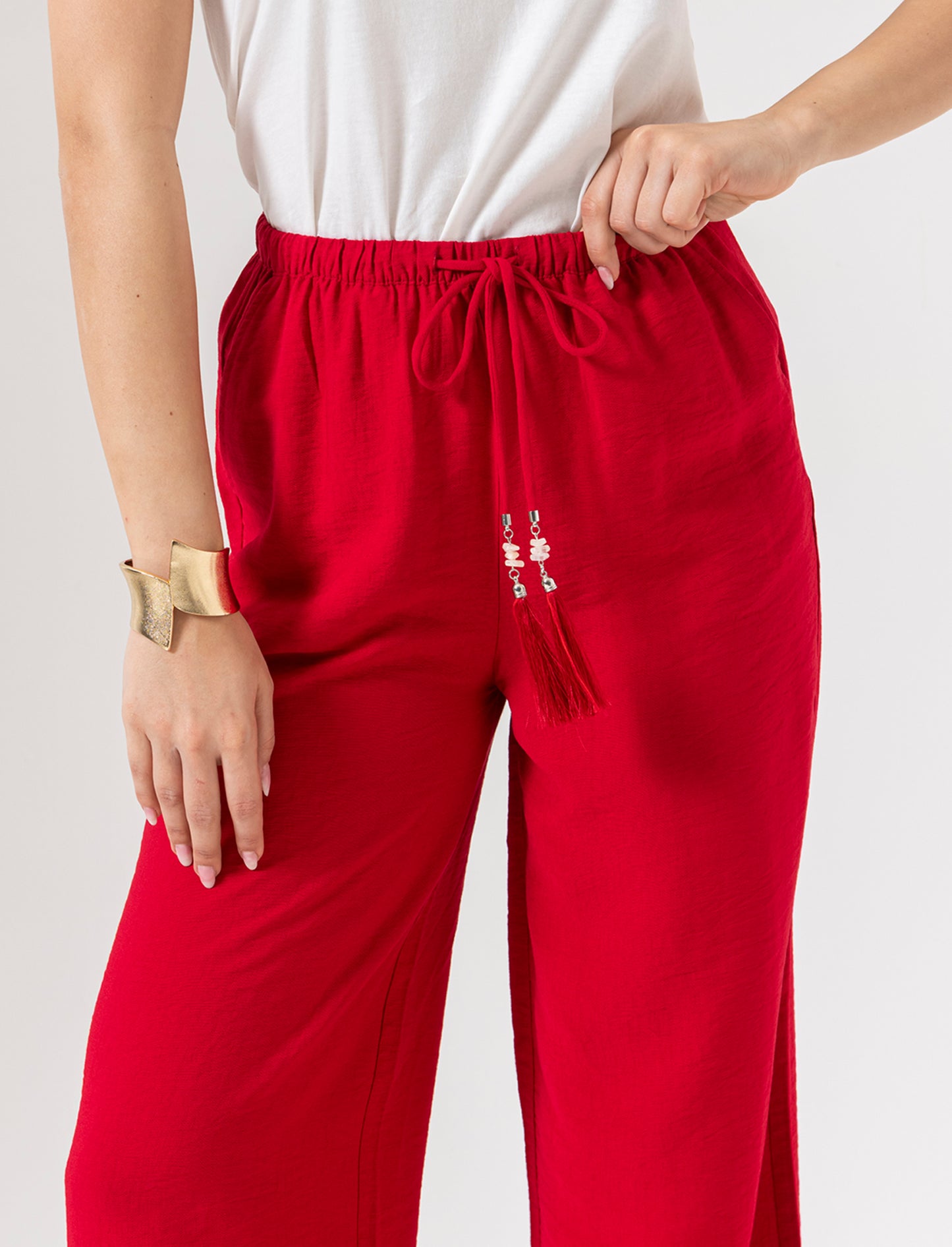 Pantalone con coulisse da donna - Rosso scarlatto