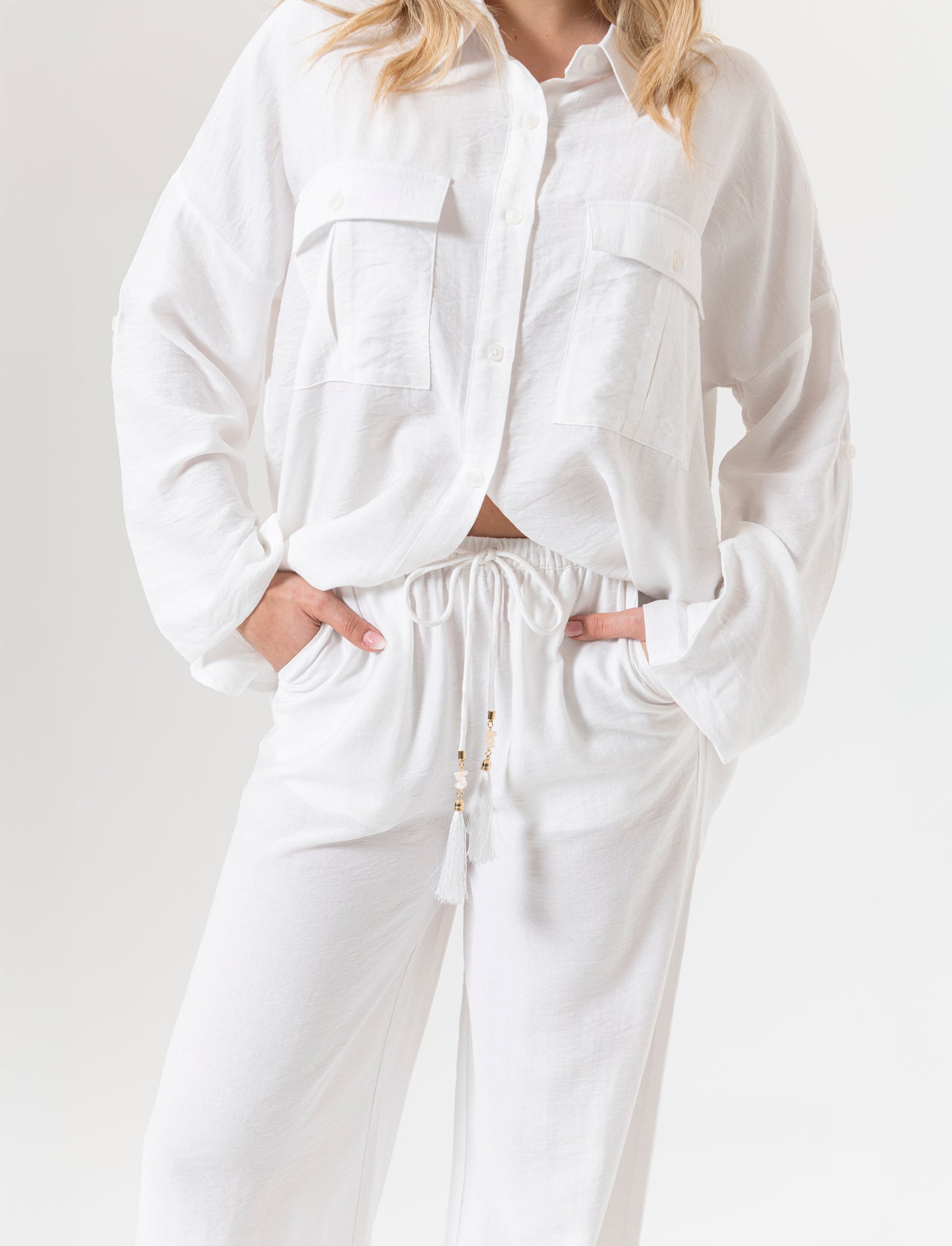 Pantalone con coulisse da donna - Bianco