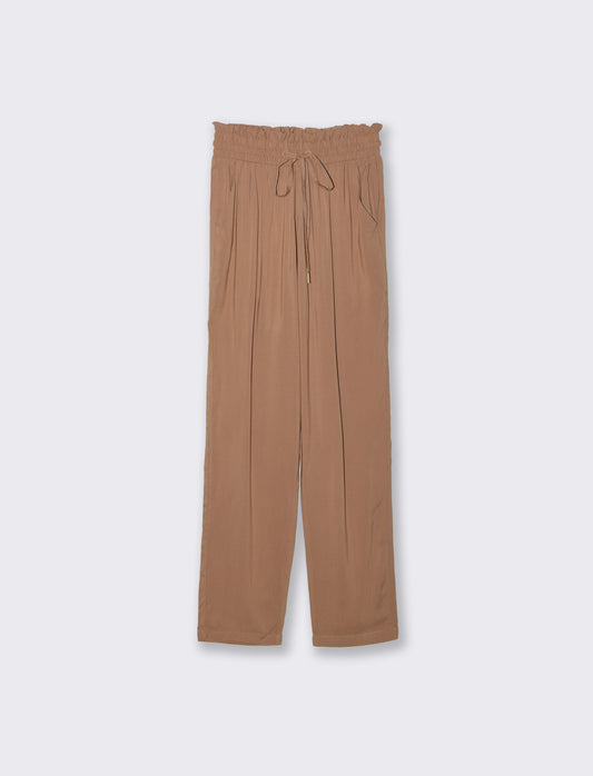 Pantalone con rouches da donna - Caramello