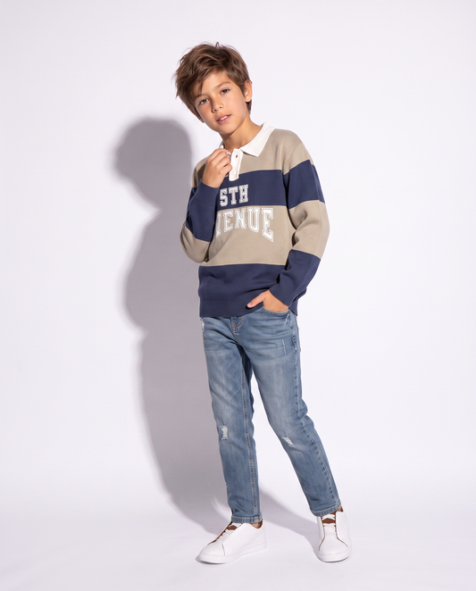 Oversized striped polo sweater - Pattern
