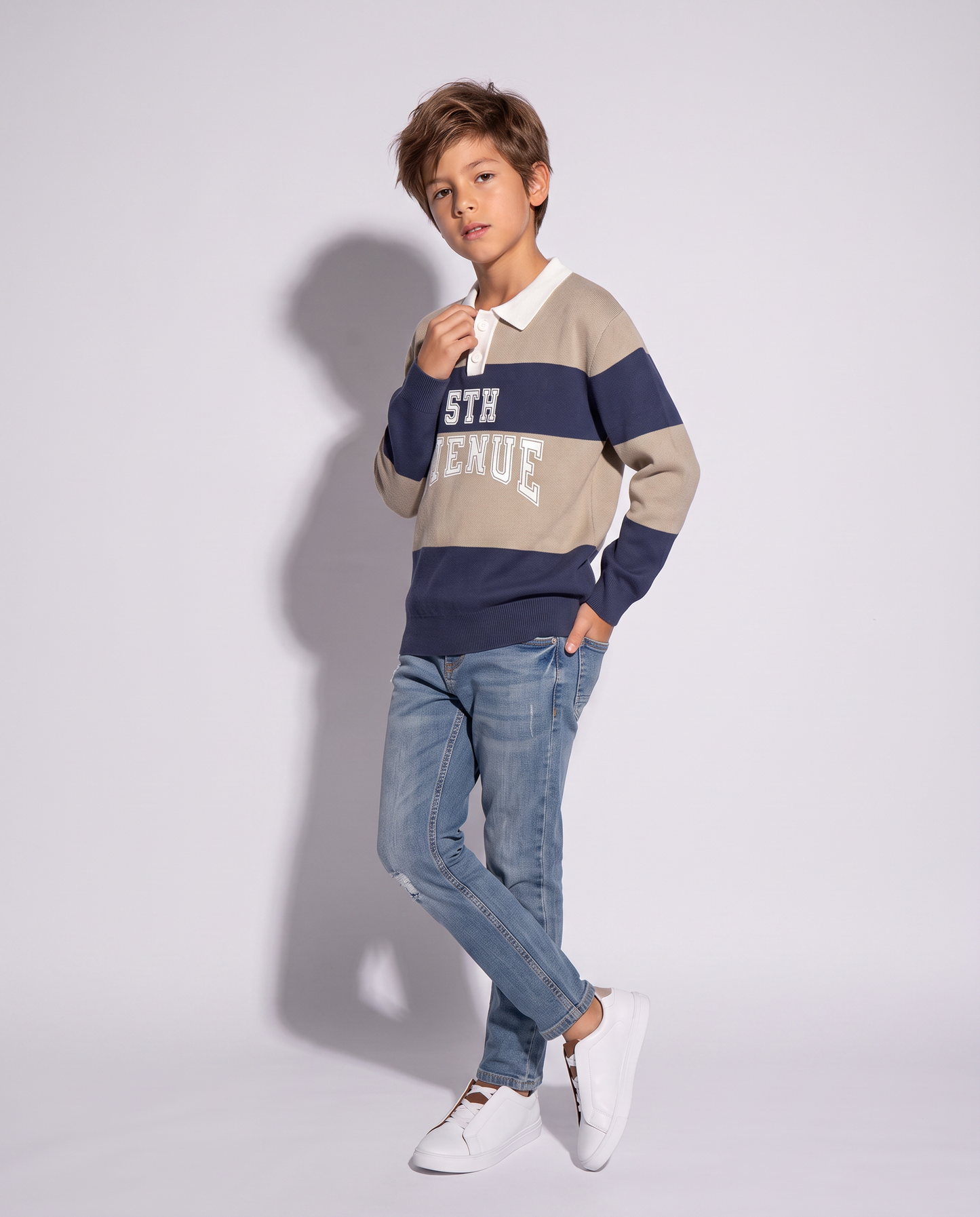 Oversized striped polo sweater - Pattern