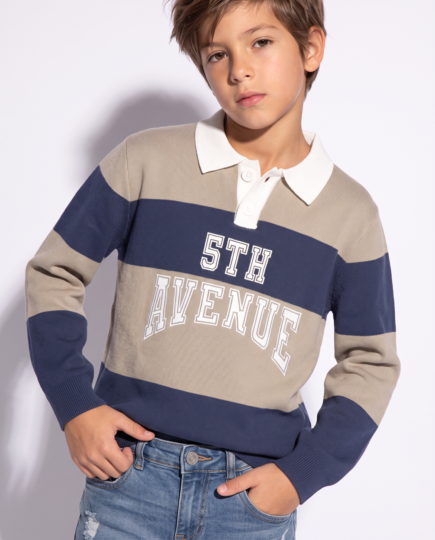 Oversized striped polo sweater - Pattern