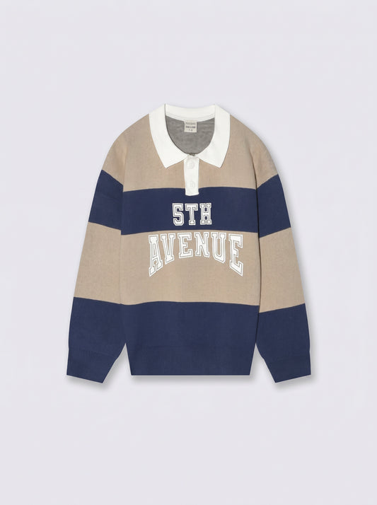 Maglioncino polo rigato oversize sportivo - Righe