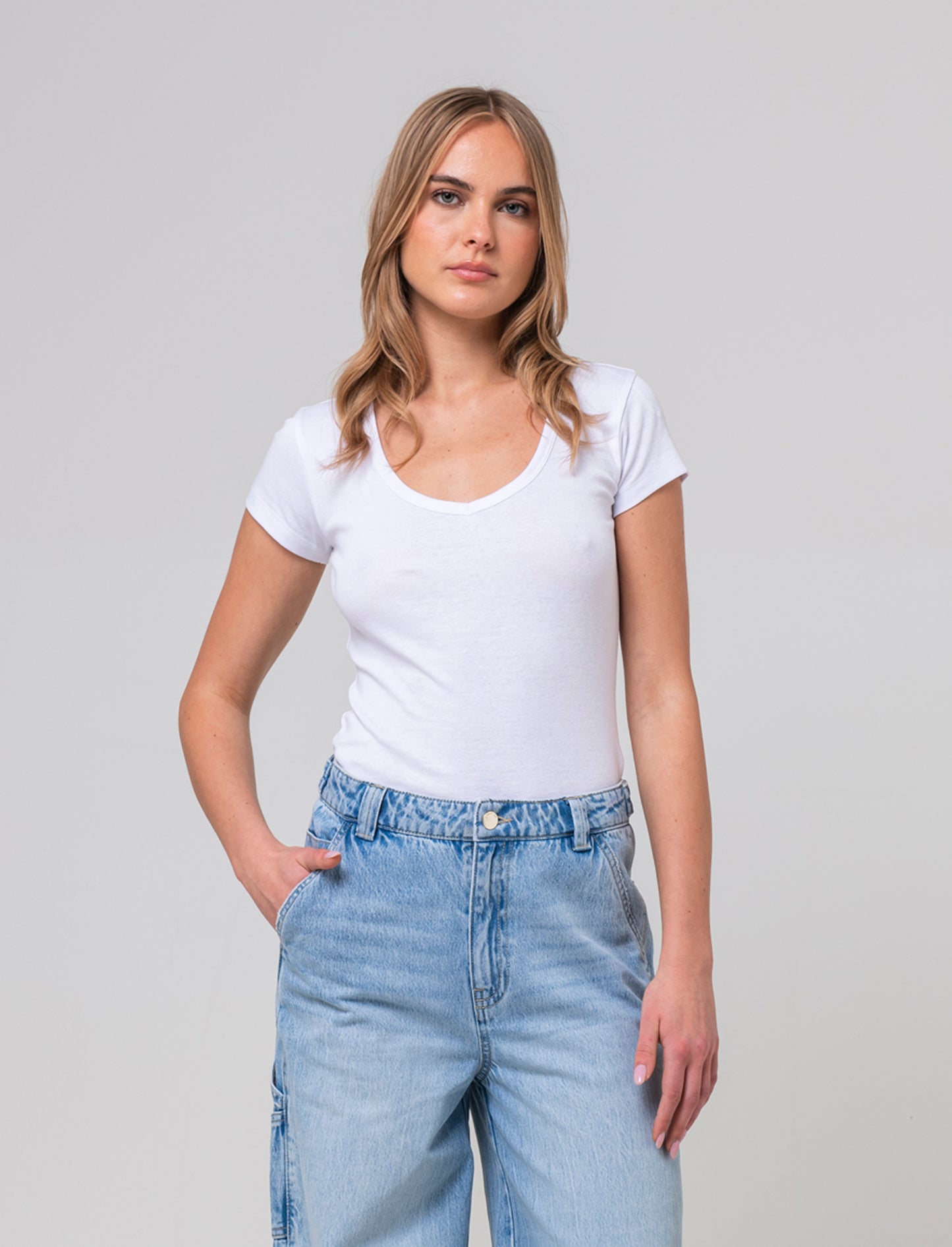 T-shirt basica da donna - Bianco