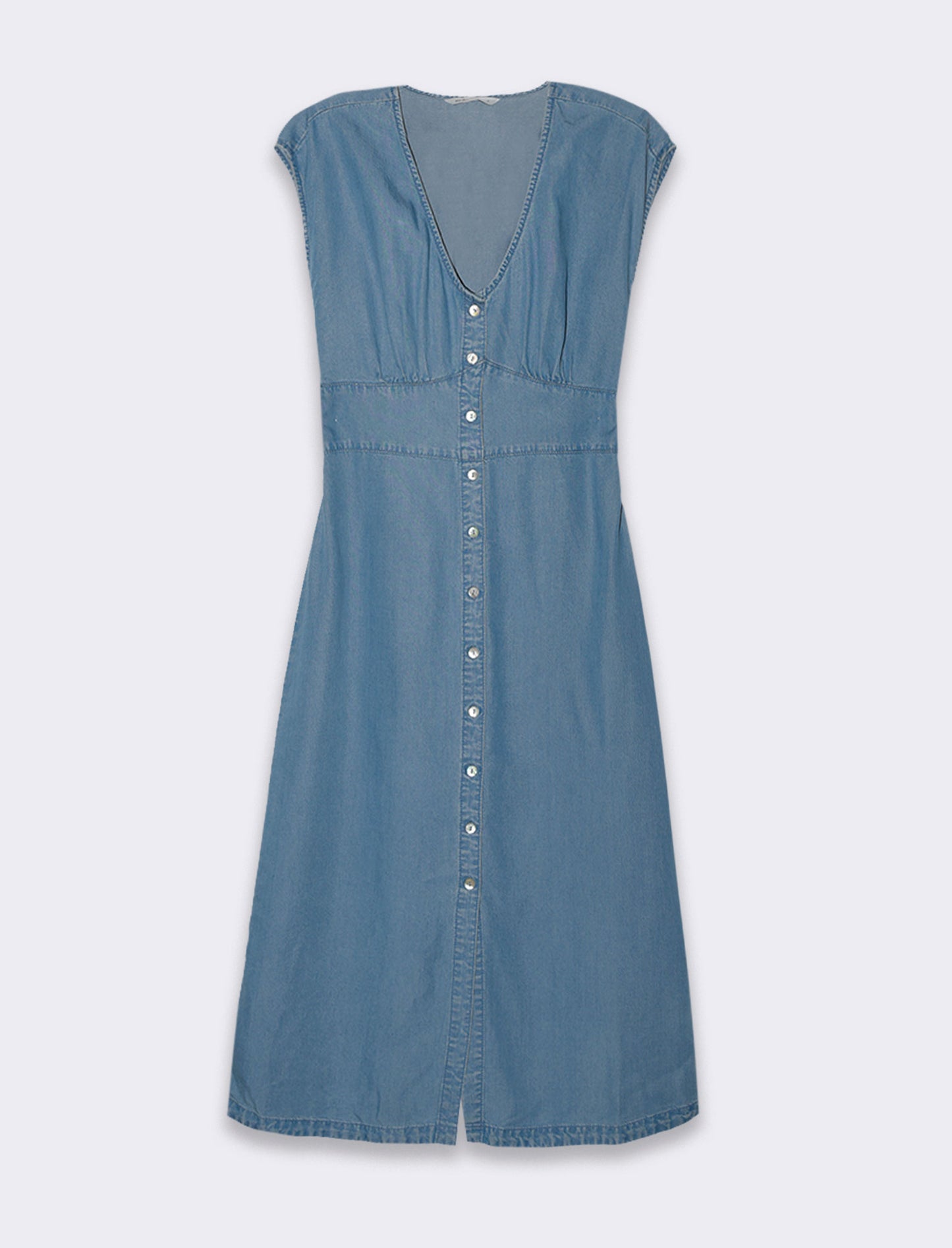 Woman's short sleeve shirt dress - Blue