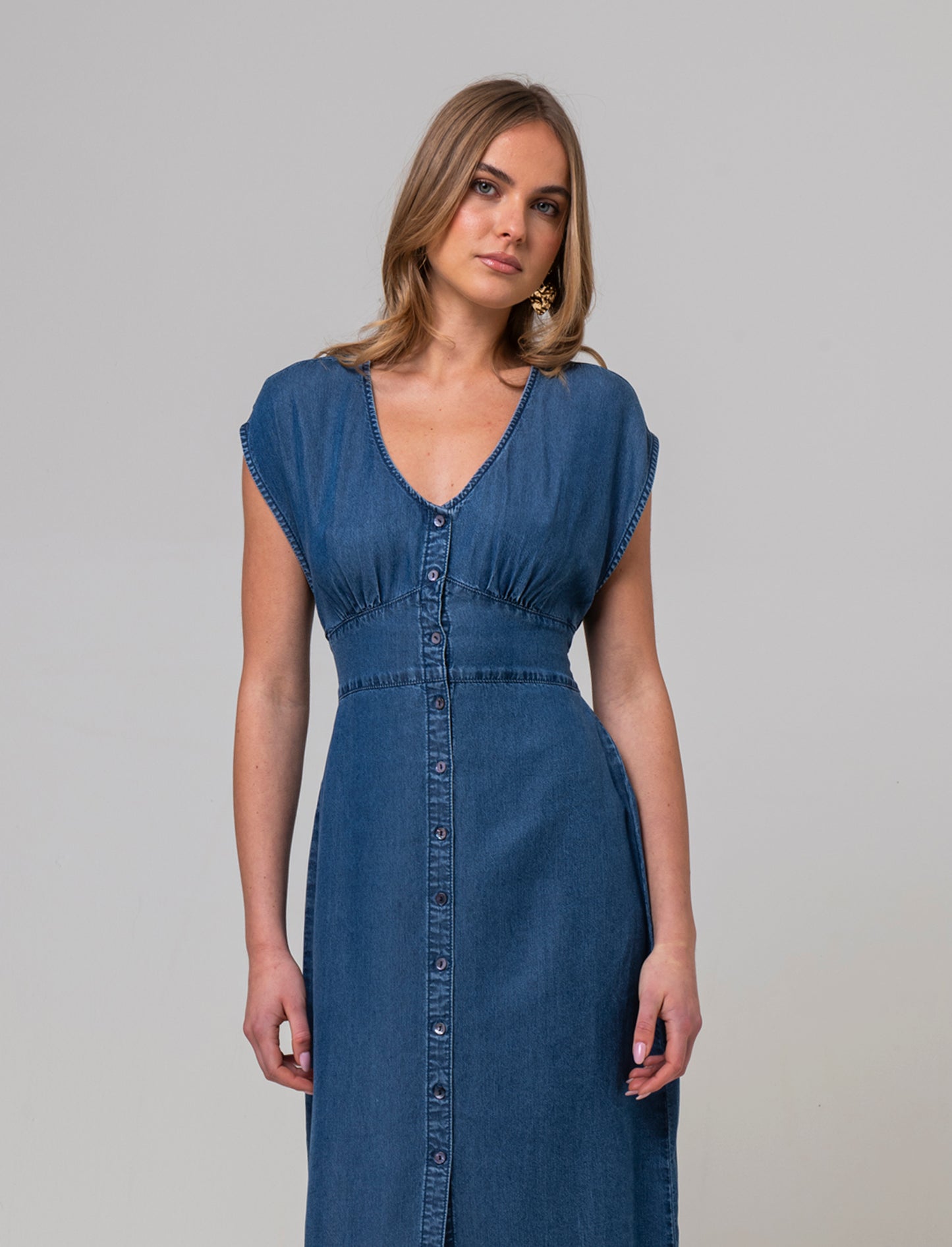 Abito chemisier giro manica da donna - DENIM SCURO