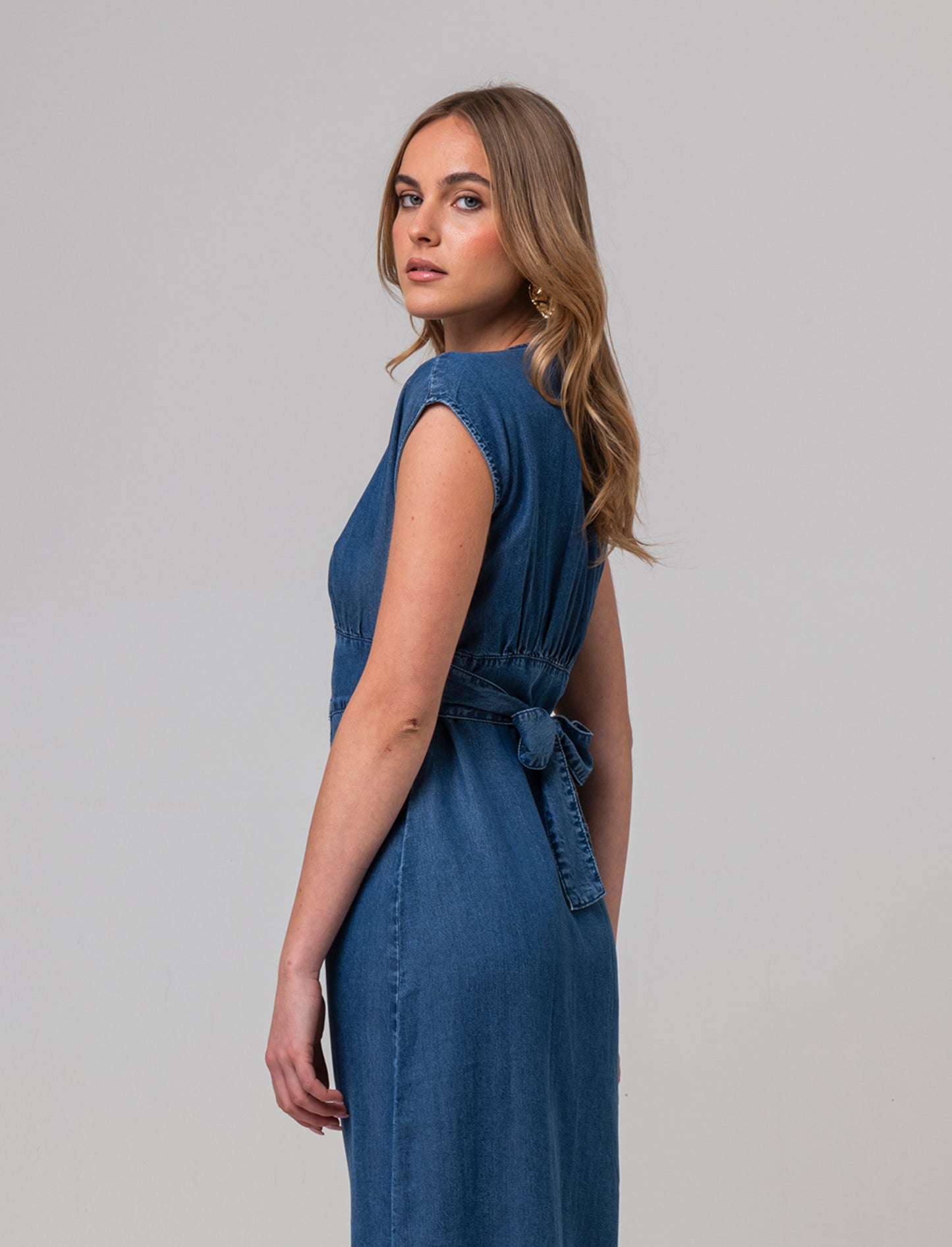 Abito chemisier giro manica da donna - DENIM SCURO