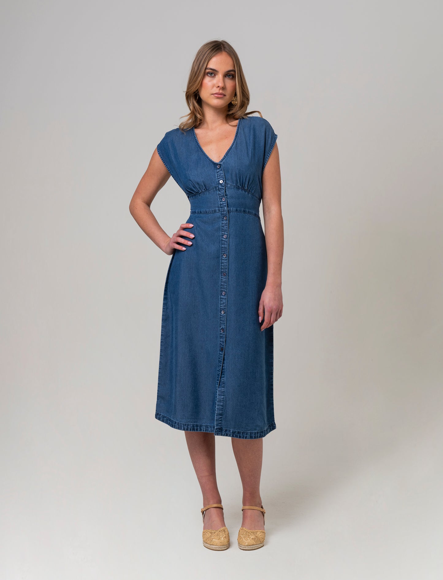 Abito chemisier giro manica da donna - DENIM SCURO