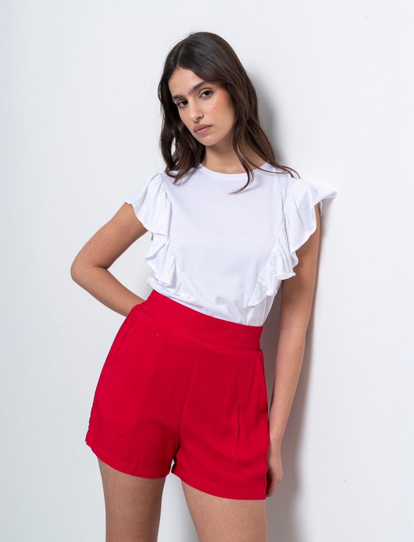 T-shirt con rouches da donna - Bianco