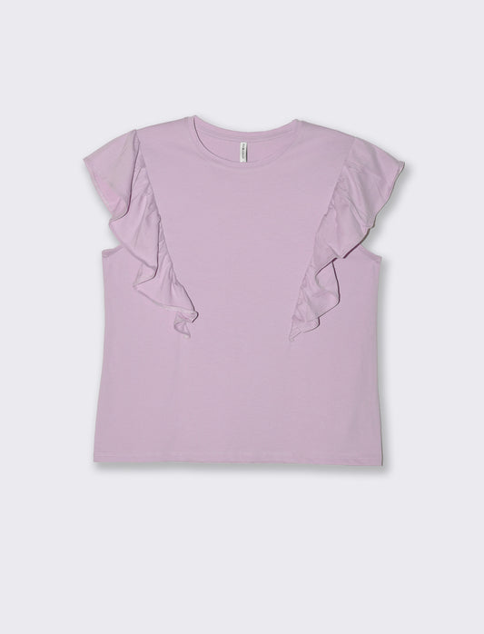 T-shirt con rouches da donna - Viola glicine