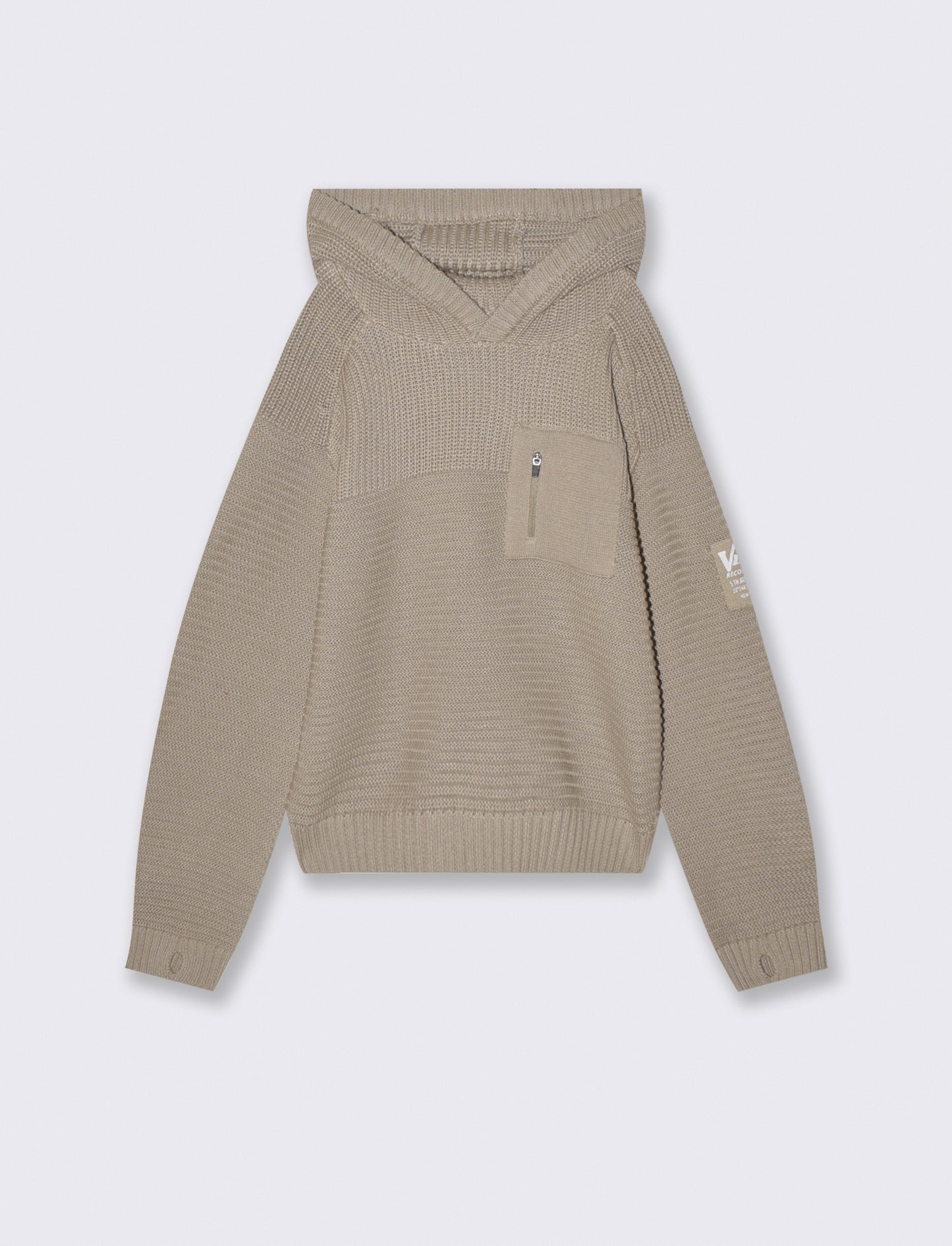 Maglia con cappuccio in misto cotone - Beige
