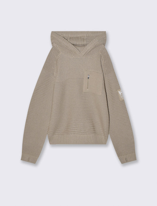 Hooded sweatshirt in cotton blend - Beige