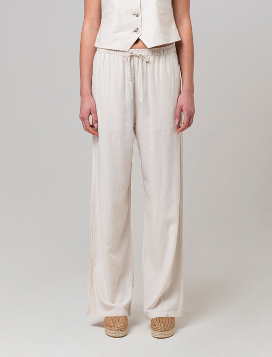 Pantalone con elastico in vita da donna - Beige corda