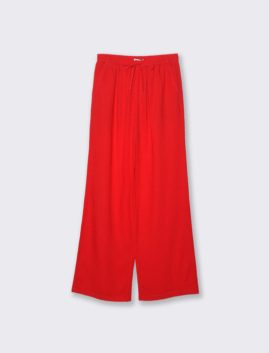 Pantalone con elastico in vita da donna - Rosso scarlatto