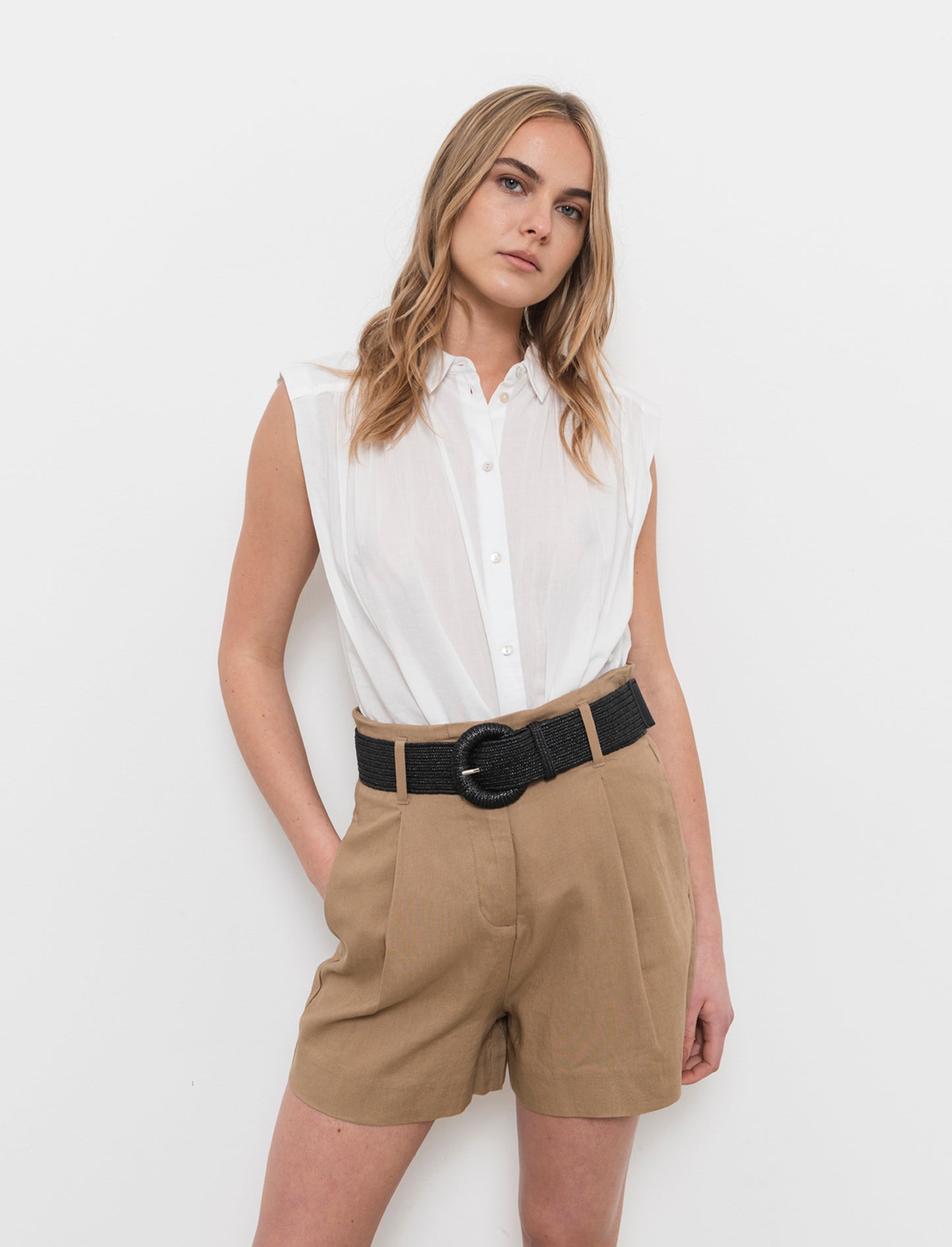 Camicia giro manica da donna - Bianco