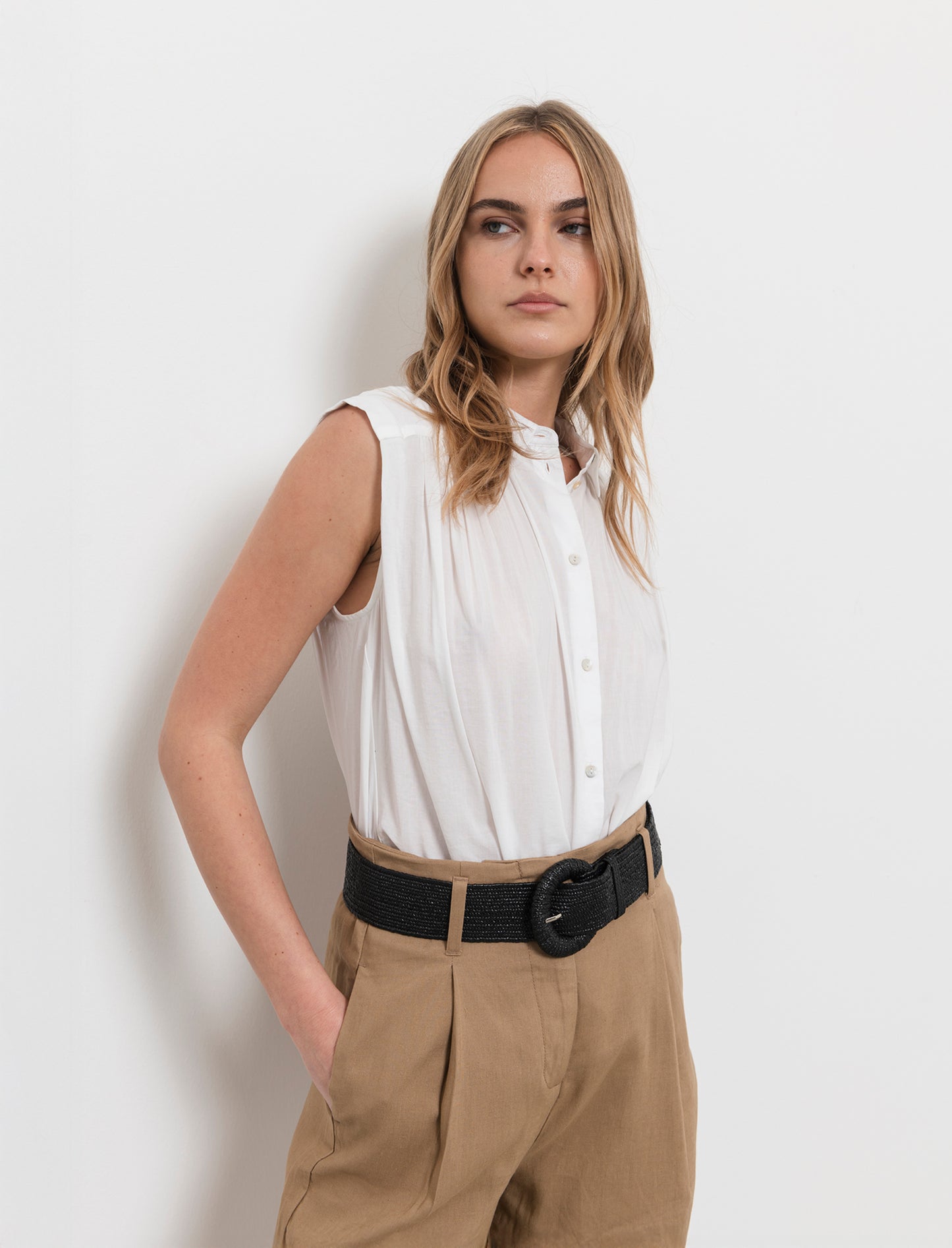 Camicia giro manica da donna - Bianco