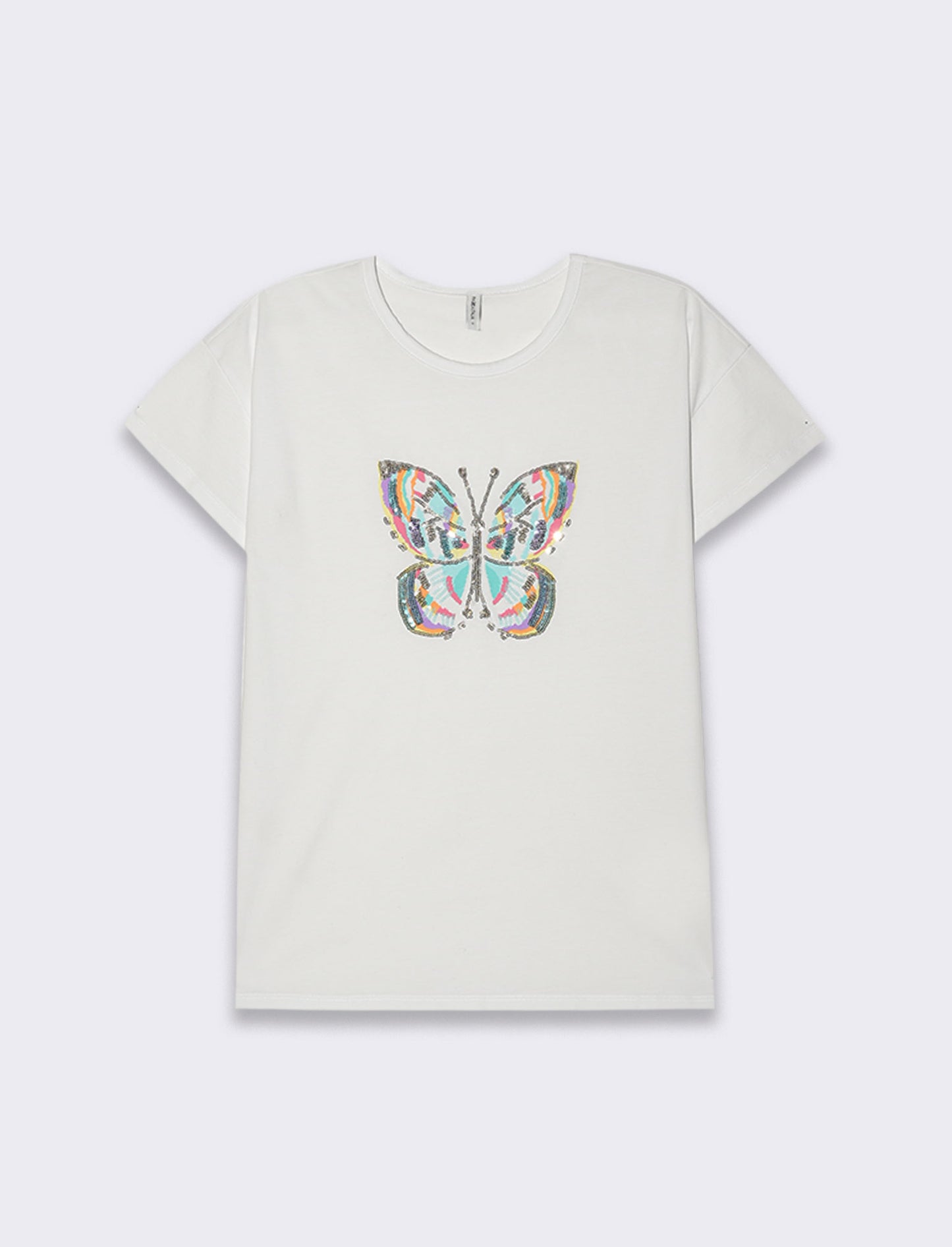 T-shirt con stampa e paillettes da donna - var 2